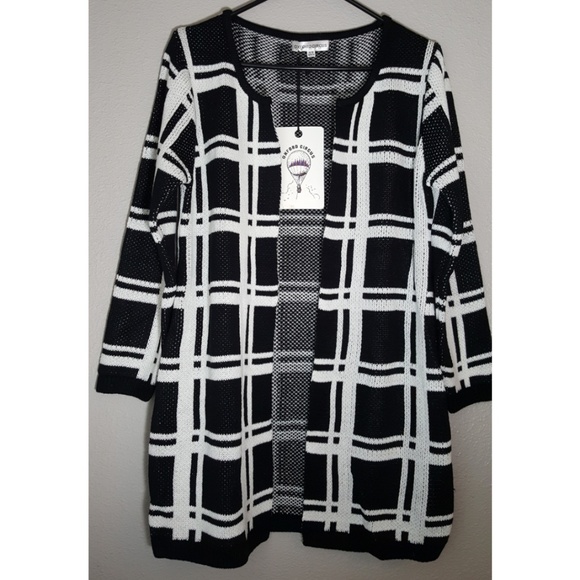 Oxford Circus Sweaters - Versatile Checkered Open Cardigan